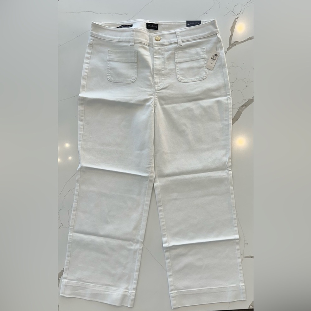 🤍 Talbots Patch Pocket Classic Jean Trousers – White – Size 14P - Picture 3 of 7